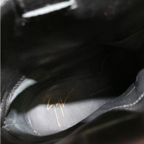 Giuseppe Zanotti Western Black Leather x Gold Blue Velour Leather Ankle Boots - Picture 7 of 14